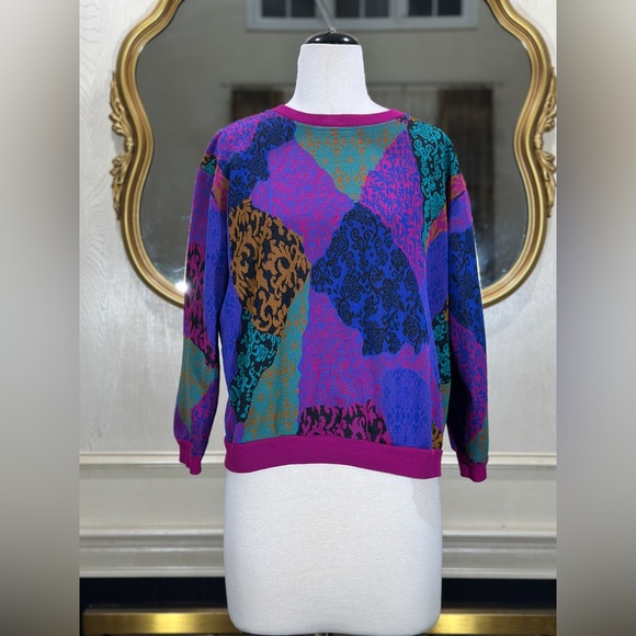 village fair Sweaters - Vintage Village Fair Sweater Colorful 80s 90sKnit Abstract Bold Graphic Pullover